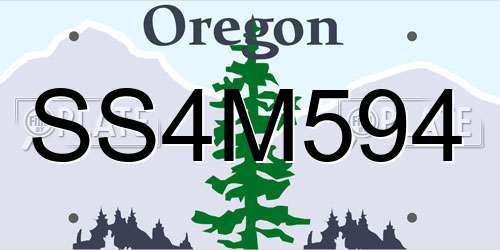 SS4M594 Oregon License Plate