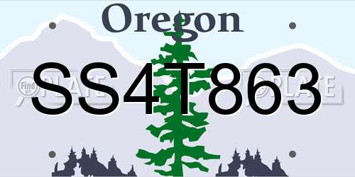 SS4T863 Oregon License Plate