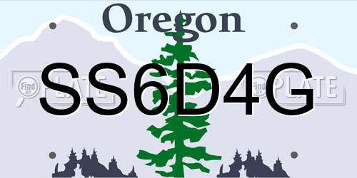 SS6D4G Oregon License Plate