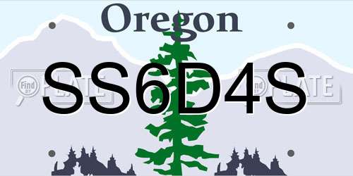 SS6D4S Oregon License Plate