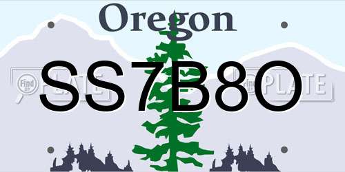 SS7B8O Oregon License Plate