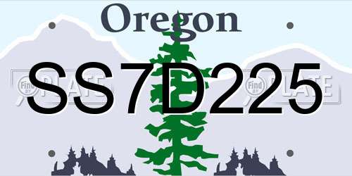 SS7D225 Oregon License Plate