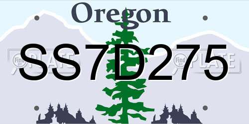 SS7D275 Oregon License Plate