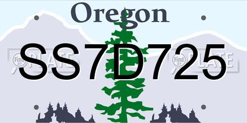 SS7D725 Oregon License Plate