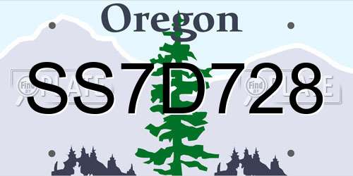 SS7D728 Oregon License Plate