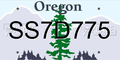SS7D775 Oregon License Plate