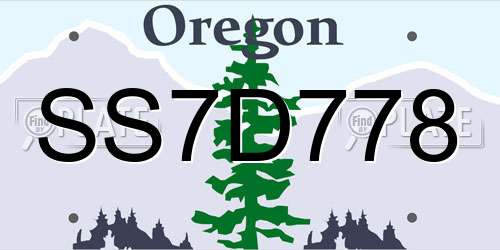 SS7D778 Oregon License Plate