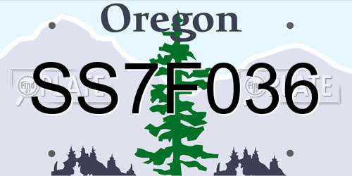 SS7F036 Oregon License Plate
