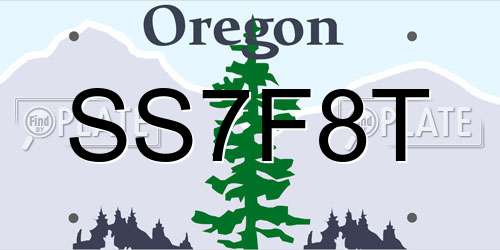 SS7F8T Oregon License Plate