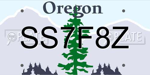 SS7F8Z Oregon License Plate