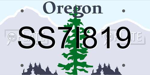 SS7I819 Oregon License Plate