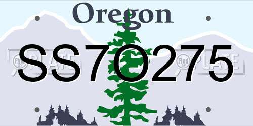 SS7O275 Oregon License Plate