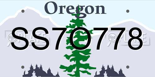 SS7O778 Oregon License Plate