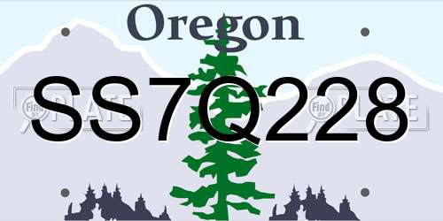 SS7Q228 Oregon License Plate
