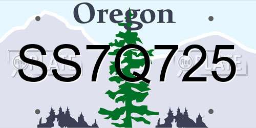SS7Q725 Oregon License Plate