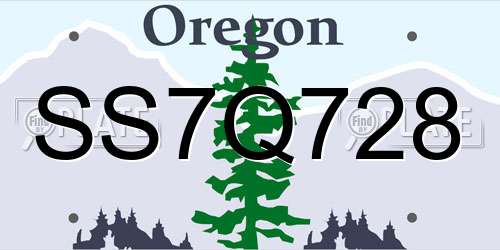 SS7Q728 Oregon License Plate