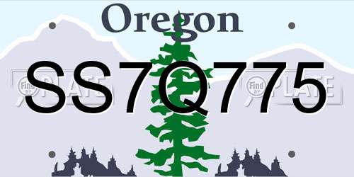 SS7Q775 Oregon License Plate