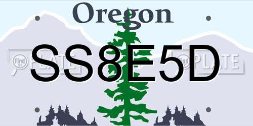 SS8E5D Oregon License Plate