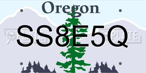 SS8E5Q Oregon License Plate