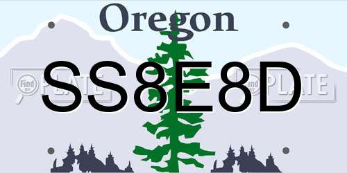 SS8E8D Oregon License Plate