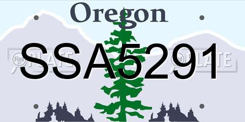 SSA5291 Oregon License Plate