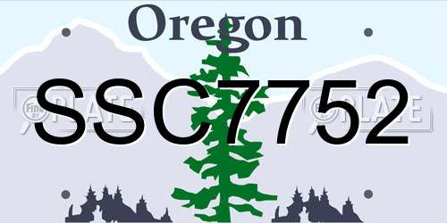 SSC7752 Oregon License Plate