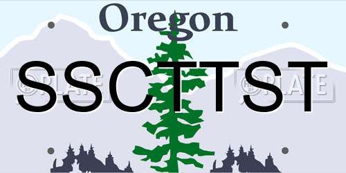 SSCTTST Oregon License Plate
