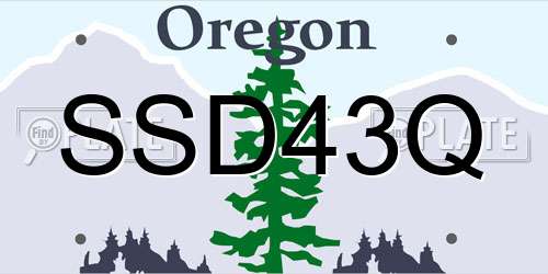 SSD43Q Oregon License Plate