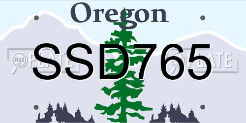 SSD765 Oregon License Plate