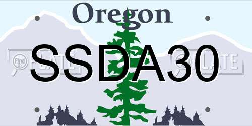 SSDA30 Oregon License Plate