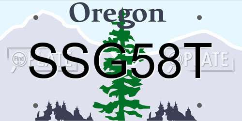 SSG58T Oregon License Plate