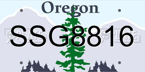 SSG8816 Oregon License Plate