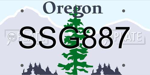 SSG887 Oregon License Plate
