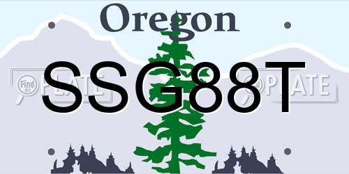 SSG88T Oregon License Plate