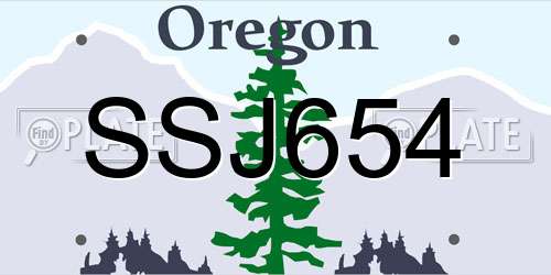 SSJ654 Oregon License Plate