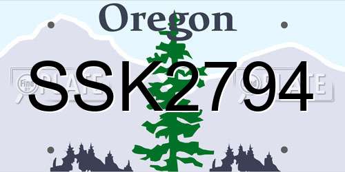 SSK2794 Oregon License Plate