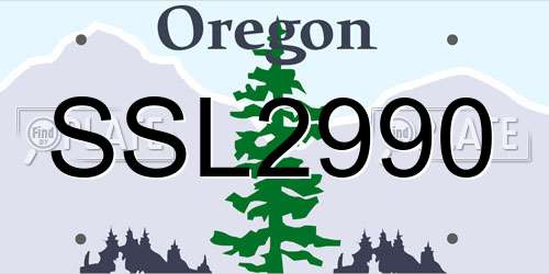 SSL2990 Oregon License Plate