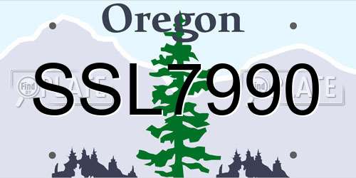 SSL7990 Oregon License Plate