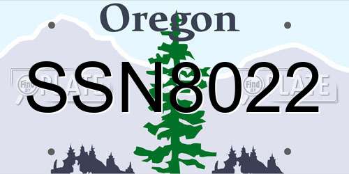 SSN8022 Oregon License Plate