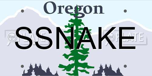SSNAKE Oregon License Plate