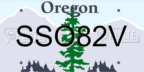 SSO82V Oregon License Plate