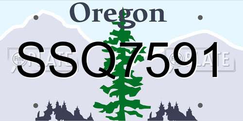 SSQ7591 Oregon License Plate