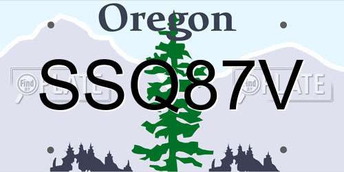 SSQ87V Oregon License Plate