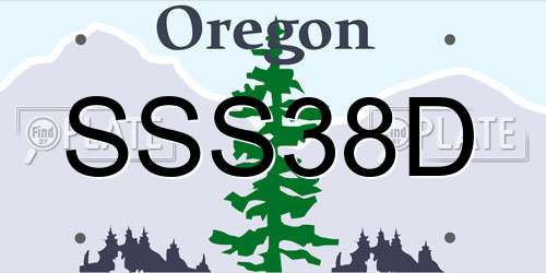 SSS38D Oregon License Plate