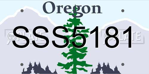 SSS5181 Oregon License Plate