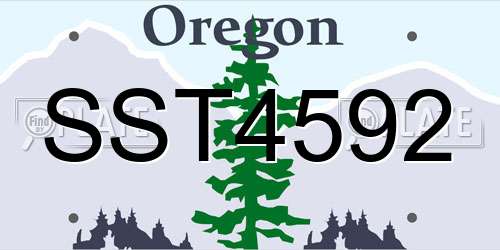 SST4592 Oregon License Plate
