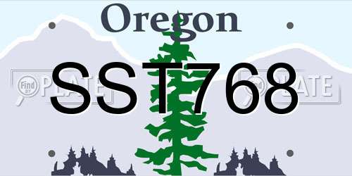 SST768 Oregon License Plate