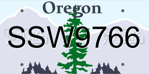 SSW9766 Oregon License Plate