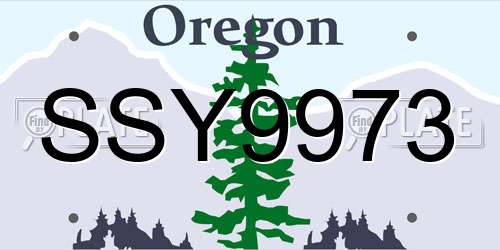 SSY9973 Oregon License Plate