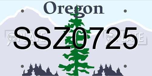 SSZ0725 Oregon License Plate